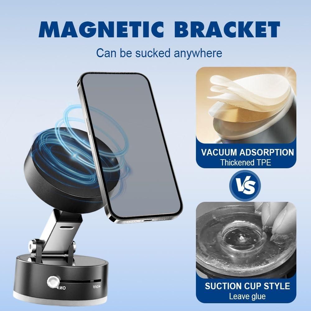 "Vacuum Magnetic Phone Mount – Strong Hold, Sleek Design"