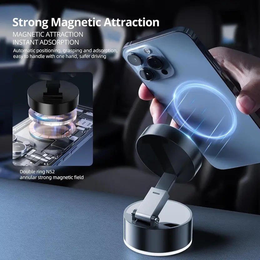 "Vacuum Magnetic Phone Mount – Strong Hold, Sleek Design"