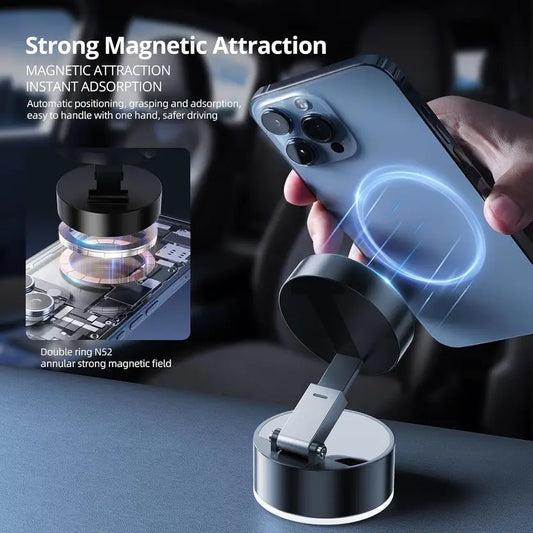 "Vacuum Magnetic Phone Mount – Strong Hold, Sleek Design"