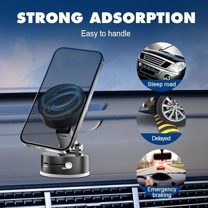 "Vacuum Magnetic Phone Mount – Strong Hold, Sleek Design"
